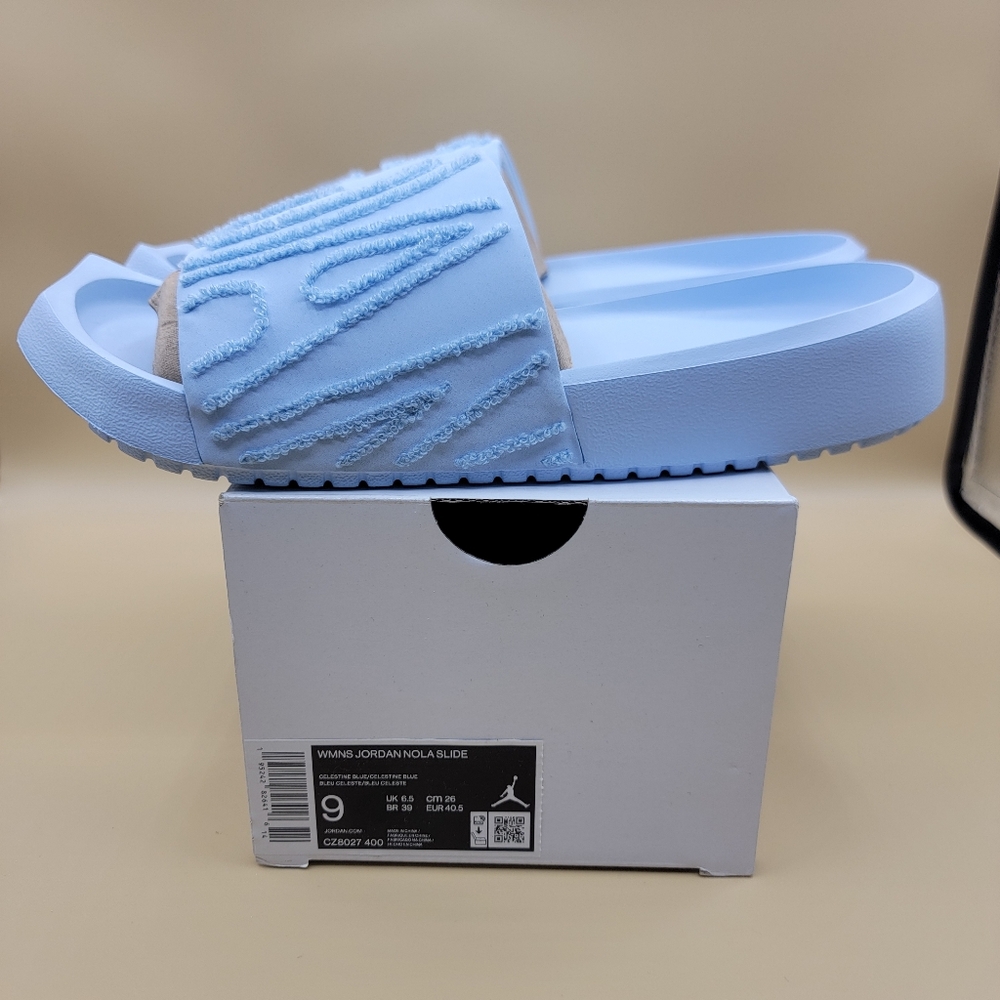 Jordan Nola Slides Women's Size 9 Celestine Blue Sandals Comfort Shoe New w/Box